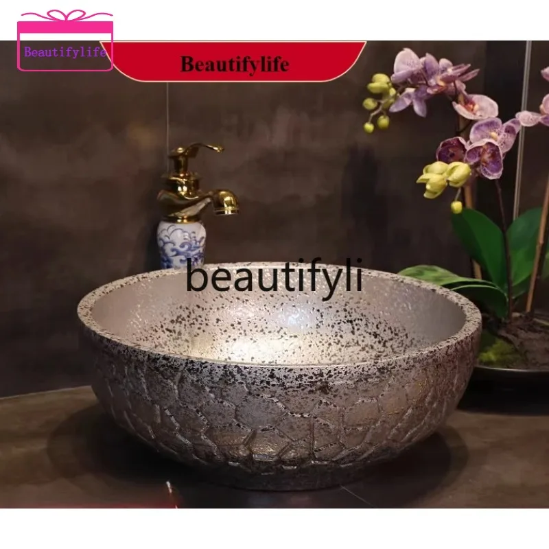 

YL Chinese gold and silver basin ceramic face wash table basin wash table