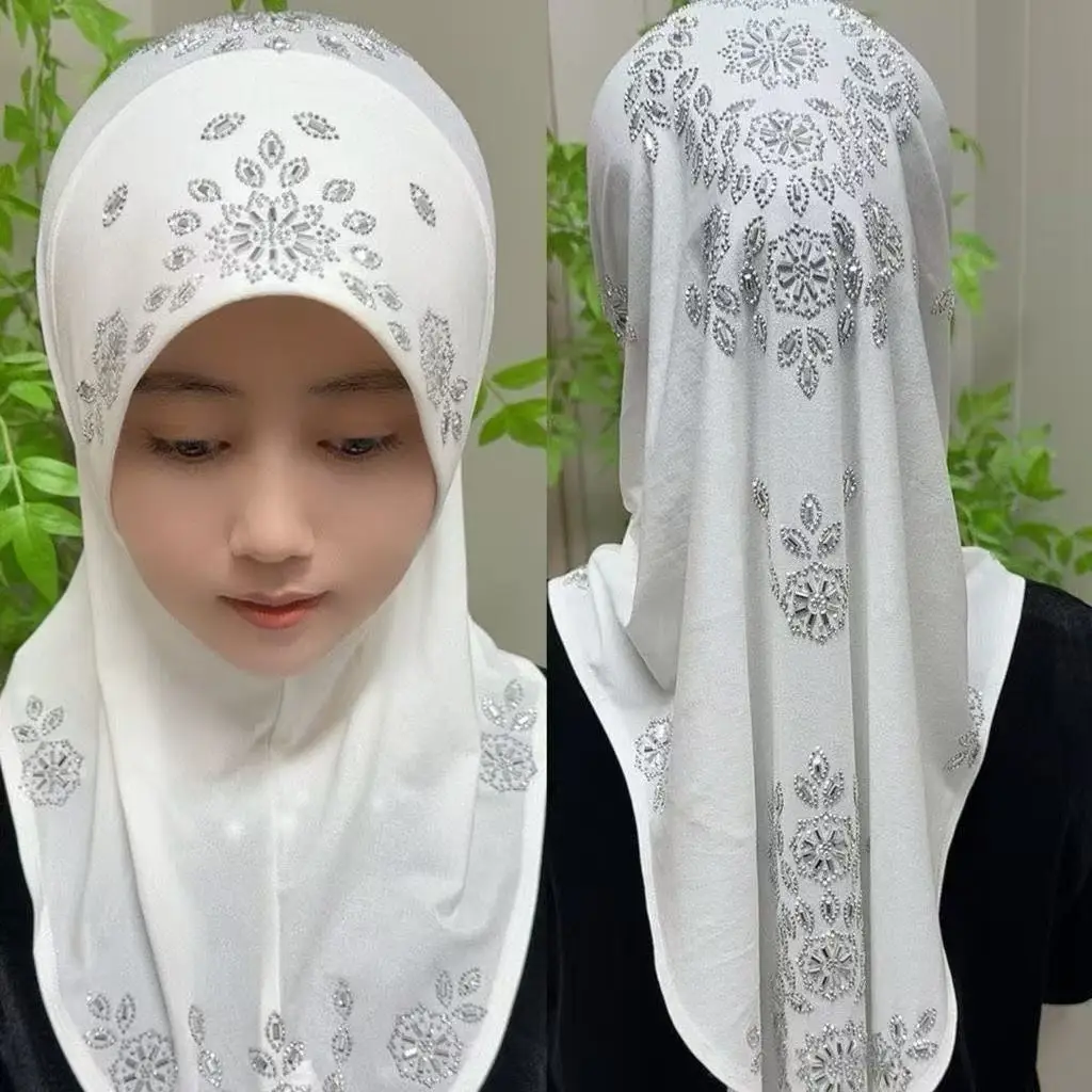 Hijab Muslim Women Shawl Headscarf Luxury Tassels Scarf Malaysia Prayer Kufi Islam Chiffon Turban 05564