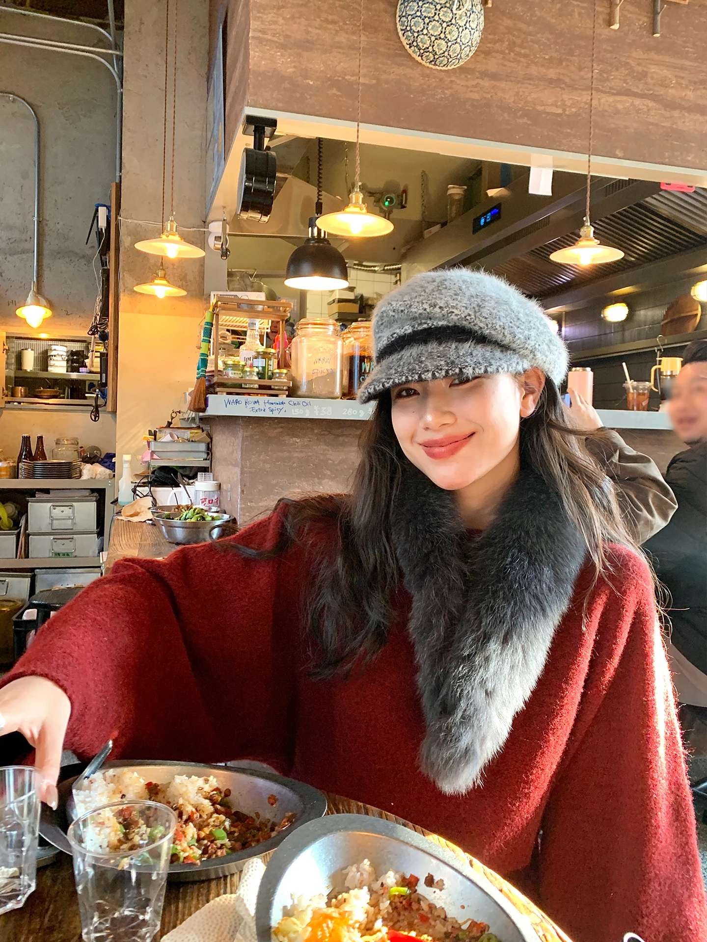 

DaqianwithU Vintage Red Wool Batwing Sve Winter Sweater Women's High-End Thiened Overhead Top Casual Sle Polyester Blend