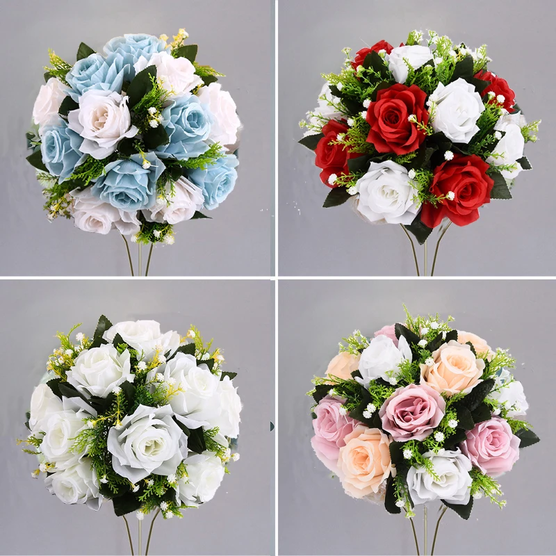 

Artificial Flowers Ball Silk Fake Flower Floral Bouquet Wedding Party Centerpiece Road Lead Flower ball Table Arrangement