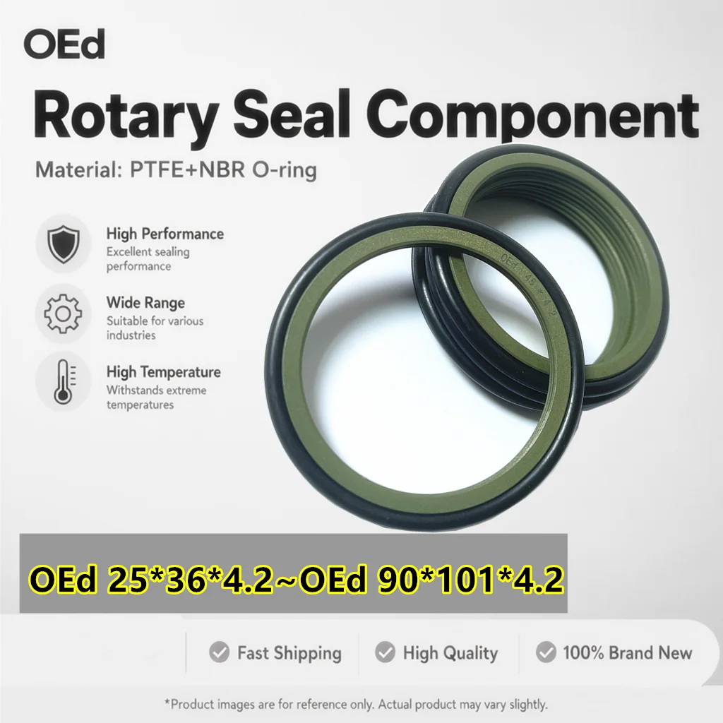 OEd Rotating Seal Component PTFE+NBR O-ring Rotation Swing Piston Sealing Ring Thickness: 4.2mm Inner diameter:25~90mm