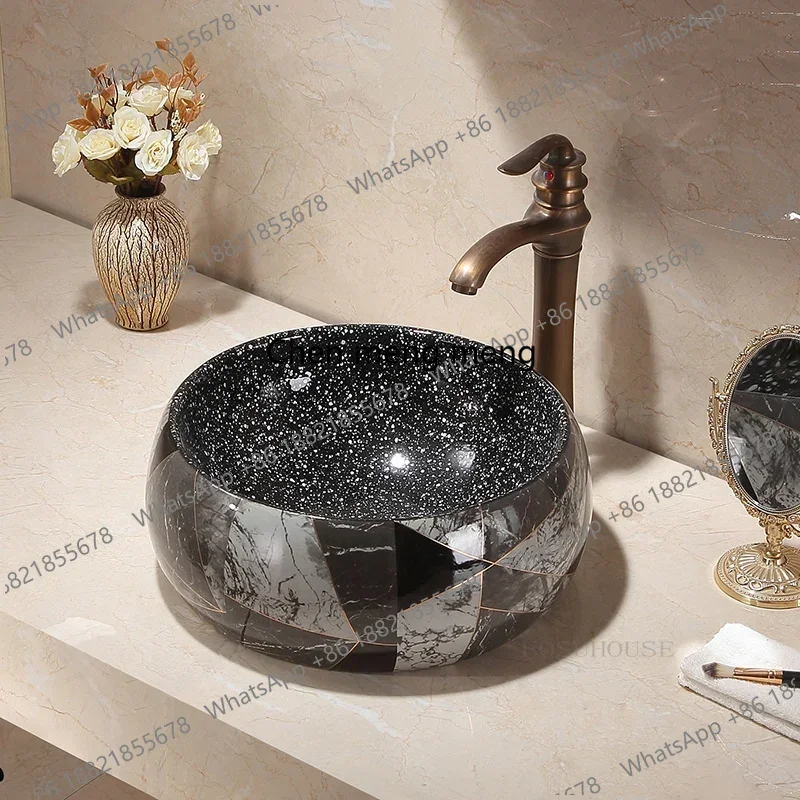 

Креативная керамическая раковина для дома в скандинавском стиле, овальная раковина для ванной комнаты, черная накладная раковина для туалета