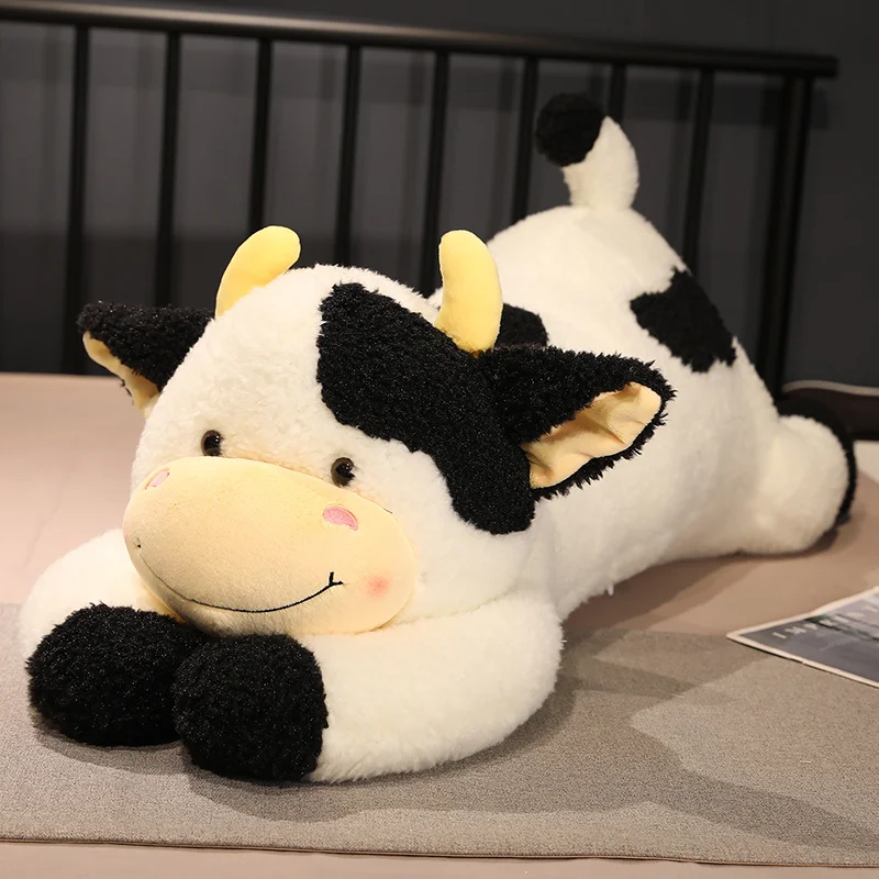 90/110CM Giant Size Cartoon Stuffed Animal Dog Milk Cow Plush Toys Dolls Puppy Sleeping Pillow Birthday Gifts