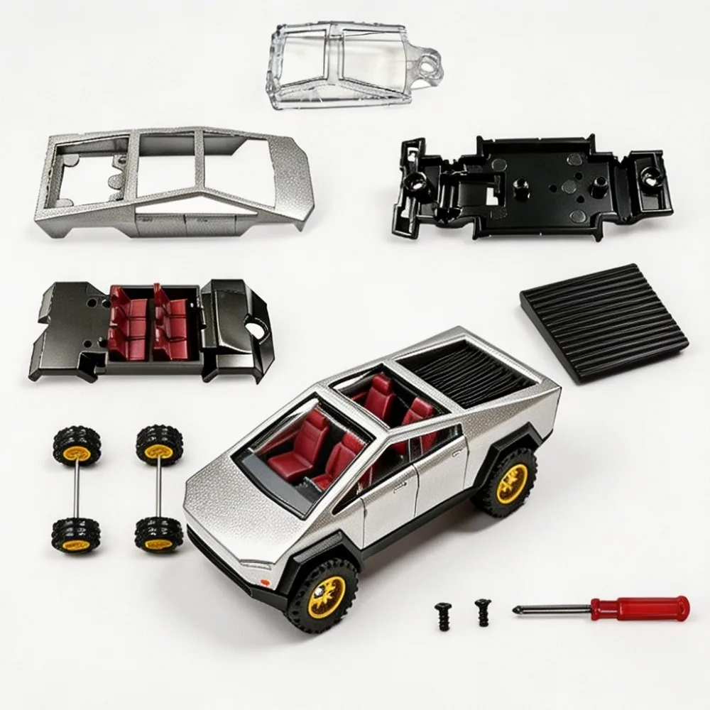 DIY Assembly Alloy Vehicle Model, Realistic Diecast Car Kit with Detailed Interior, Educational Toy