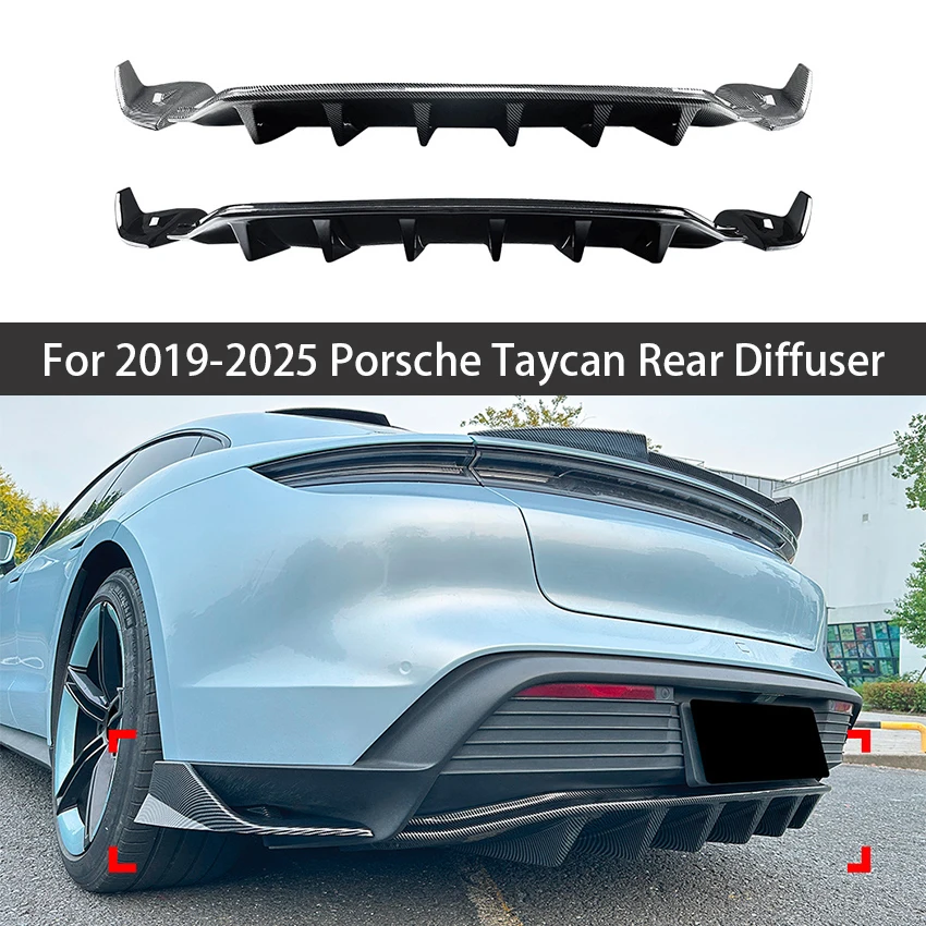 Для 2019 20 21 22 23 24 2025 Porsche Taycan Автозапчасти Задний бампер Диффузор Губный спойлер Разделитель Подбородок Комплект кузова Комплект регулировки автомобиля
