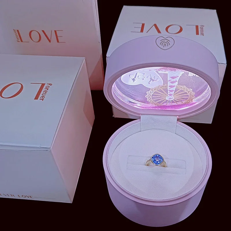 LED Light Ring Box Jewelry Display Case for Necklace Earrings Bracelet Storage Showcase Gift for Women LED 보석함