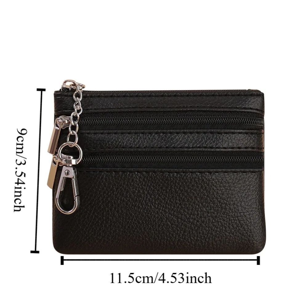 Simple Korean Style Lichee Pattern Coin Purse Zipper Wallet Small Item Bag Coin Purse PU Three Pouch Wallet Men