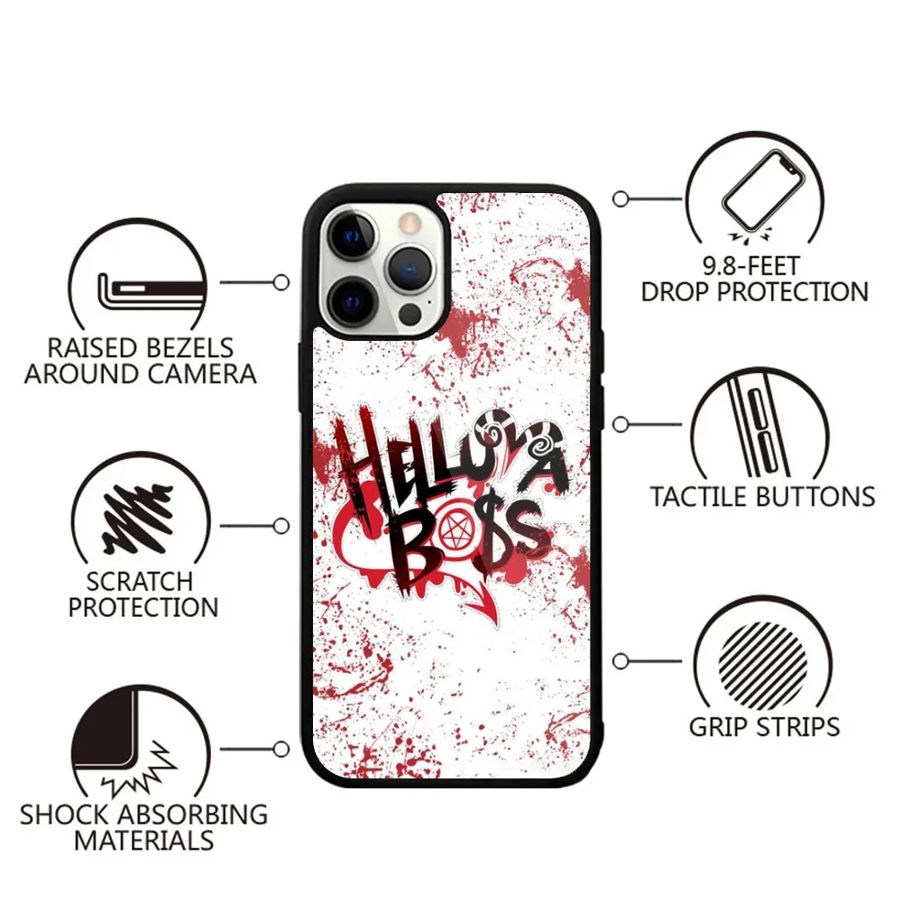 حافظة هاتف H-Helluva B-Boss لهاتف iPhone 15,14,13,12,11,Plus,Pro,Max Mini Magsafe شحن لاسلكي مغناطيسي