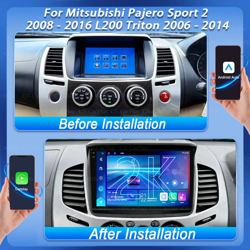 For Mitsubishi Pajero Sport 2 2008 - 2016 L200 4 2006 - 2015 Triton 2006 - 2014 Car Radio Multimedia Video Player Vehicle Gps