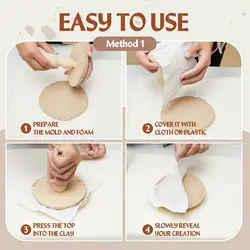 Ceramics Tool 4.5/5.5/6.5 in Plaster Mold Wood Pottery Tools with Handle for DIY Bowls Plate Dish Slump Press Mold Pottery Molds