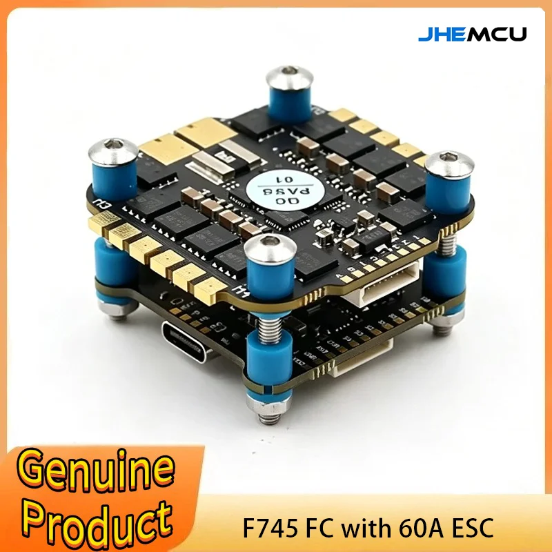JHEMCU F745 Flight Controller Stack GF30F745-MPU Flight Controller AM32 60A 4in1 ESC 3-6S 30X30mm for FPV Freestyle