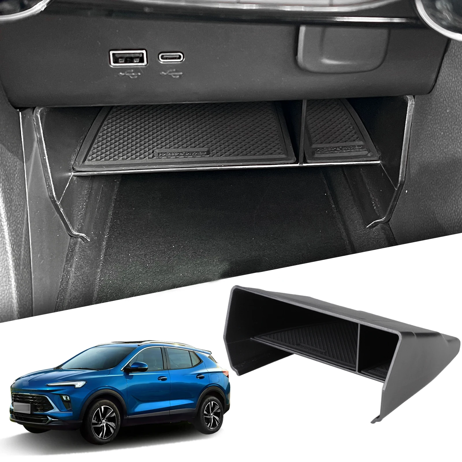 

Center Console Storage Box for 2024 Buick Encore GX Car Armrest Box Organizer Tray Tidying Accessories Anti-Slip Mats