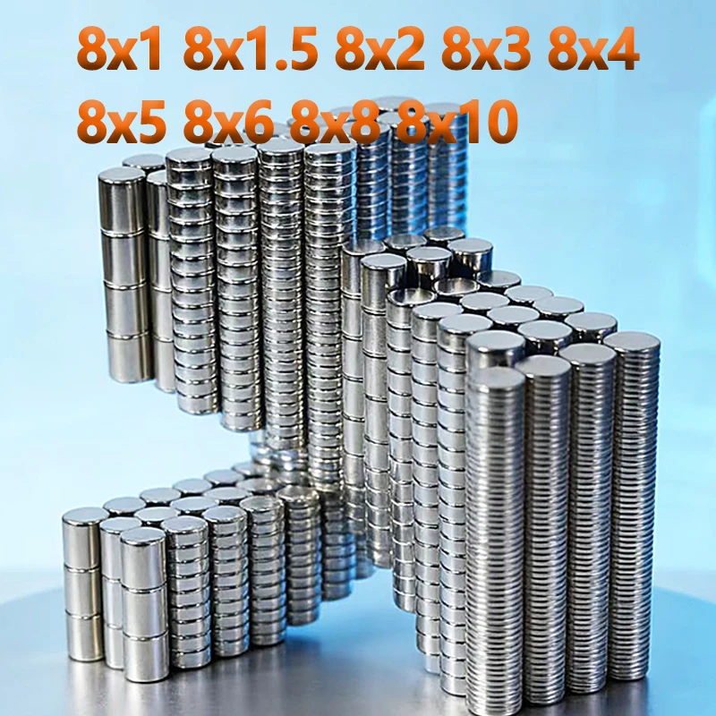 N35 NdfeB 8x2 8x3 8x5mm Magnet 10-200pcs Permanent Magnetic Imanes Round Magnet 8x1 8x4 8x6 8x8 8x10 Accessory Neodymium Magnet