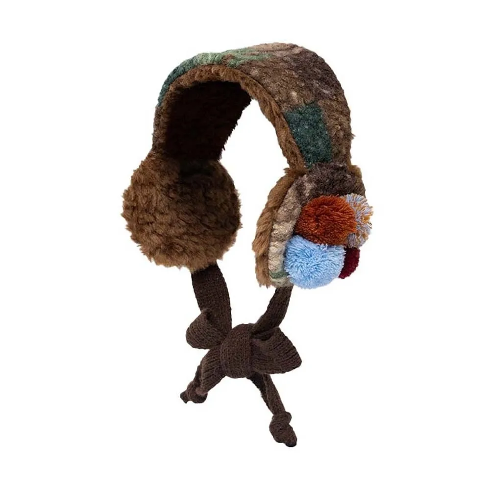 protetores-de-orelha-de-trico-retro-marrom-macios-e-espessos-estilo-vintage-com-pompons-em-blocos-de-cores-leves-com-amarracao-para-estudantes