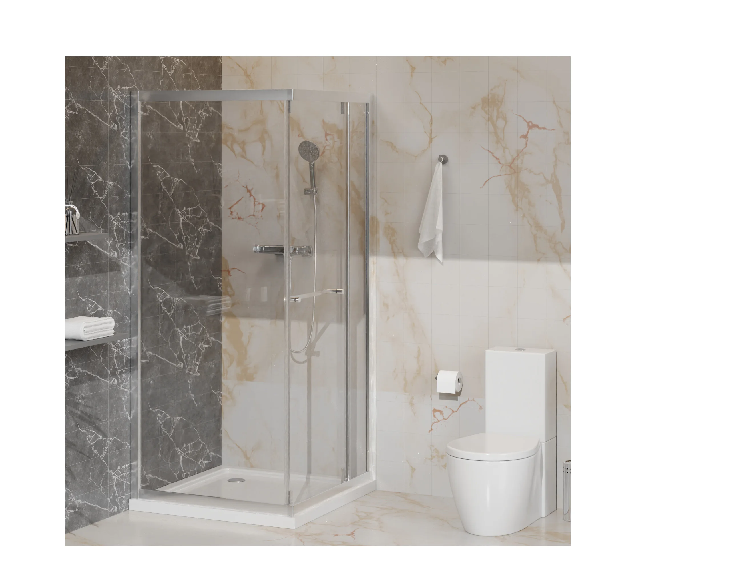 

Современный дизайн, квадратная боковая раздвижная дверь, хромированная рама, душевая комната с закаленным стеклом