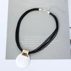 Neck Chokers Necklace Adjustable Zinc Alloy Leather Goth Chain Women's Jewelry Round Pendants Decoration Party Presents