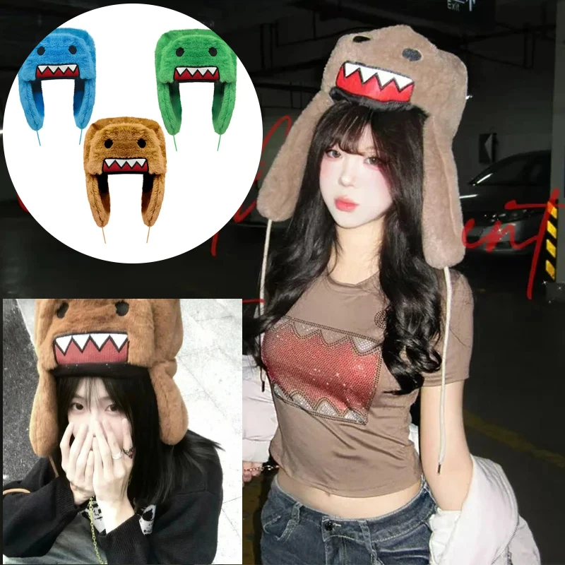 

Новая осенне-зимняя толстая теплая коричневая меховая шапка-ушанка, зимняя шапка с милыми животными для мальчиков и девочек, детская уличная кепка с героями мультфильмов аниме