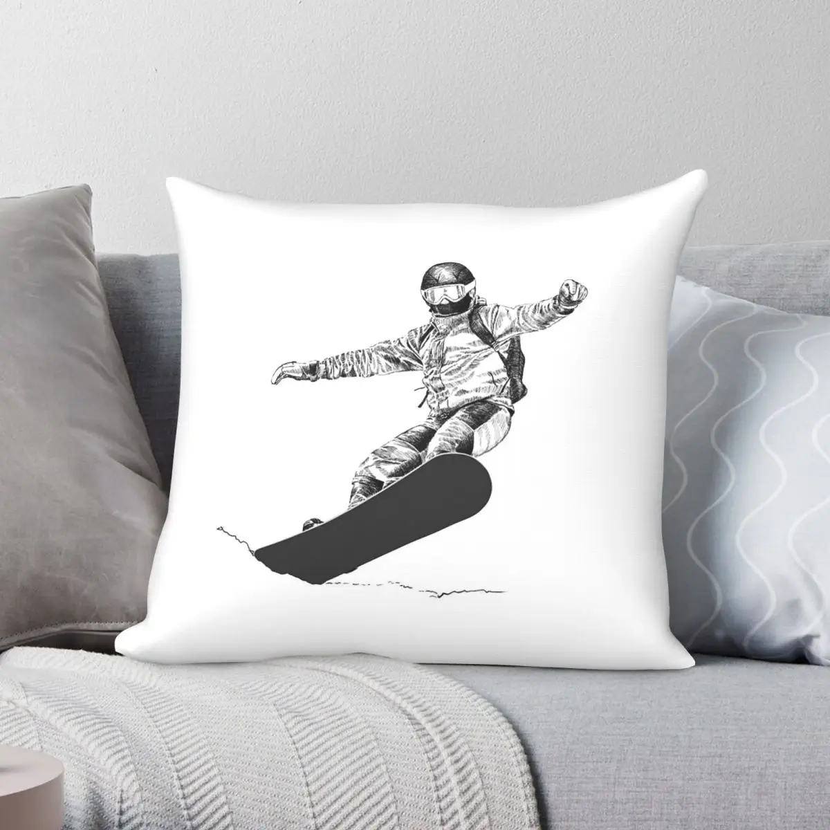 

Snowboard Freeriders Apres Ski Square Pillowcase Polyester Linen Velvet Printed Zip Decorative Sofa Cushion Case