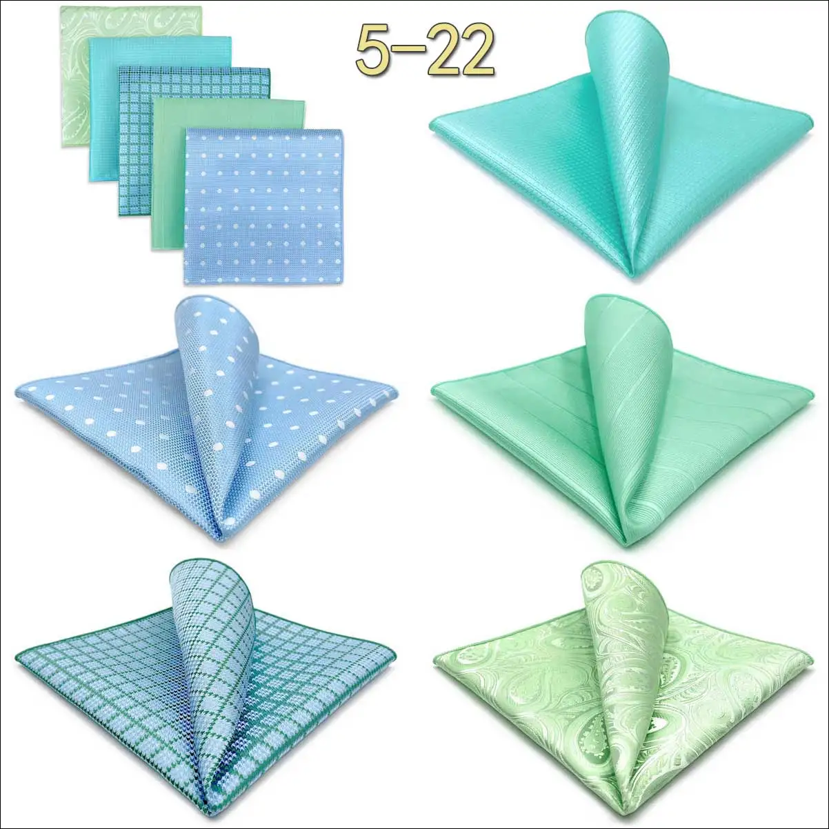 5-teiliges Herren-Einstecktuch-Set, verschiedene Einstecktücher, mehrere Stile, Paisley- und Blumenmuster, Anzug, groß, 32 cm, Business-Accessoires – Detail 20