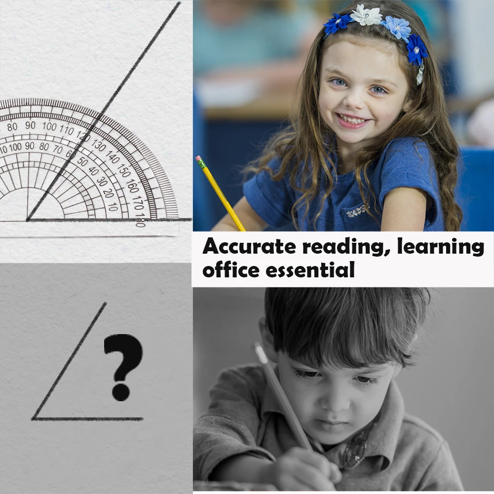 6pcs For Angle Measurement Primary Practical School Clear Protractor Math Classroom 180 Degrees Indexing Accurate Study Supplies