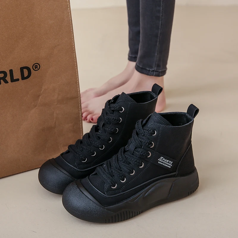 Women Lace-Up Front High Top Flatform Canvas Shoes Fashion Casual comfortable Height Increasing Sneakers Women's Shoes