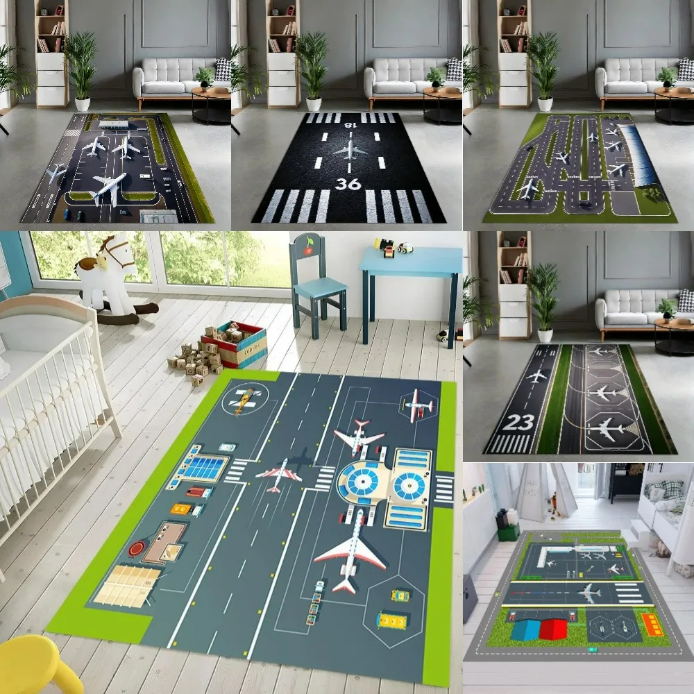 Airport Runway Large Carpet Rug for Home Living Room Bedroom Sofa Doormat Decor Kids Play Area Rug Carpet Non-slip Floor Mat