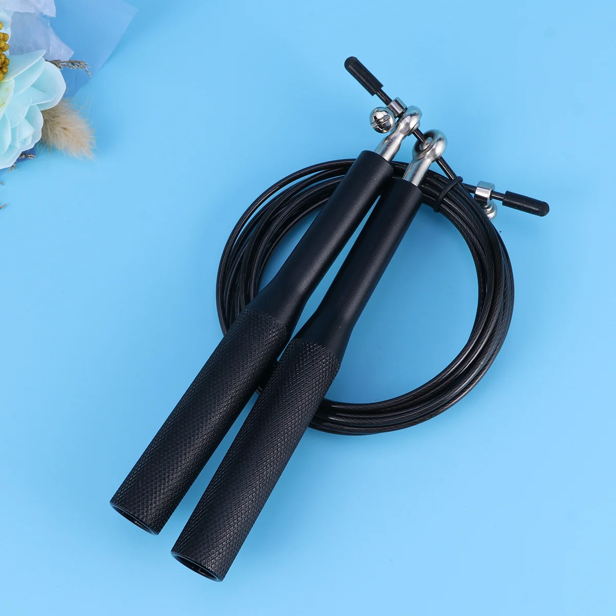 

Weighted Jump Rope Aluminum Alloy Handle Adjustable Cable with Ball Bearing for Mma Cardio Fitness Workout Training Black