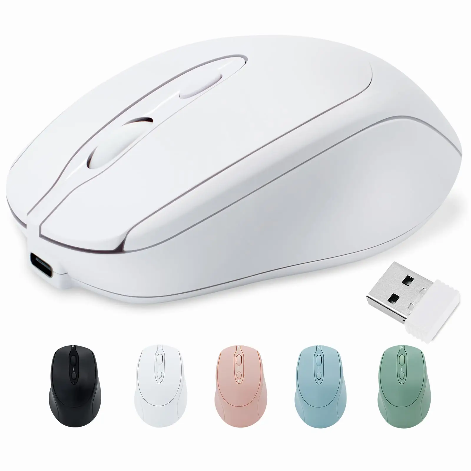 

Dual-mode Wireless Mouse Rechargeable Bluetooth-compatible 2.4G Optical Mice with USB 1600DPI Mute Mouse for Computer Laptop PC