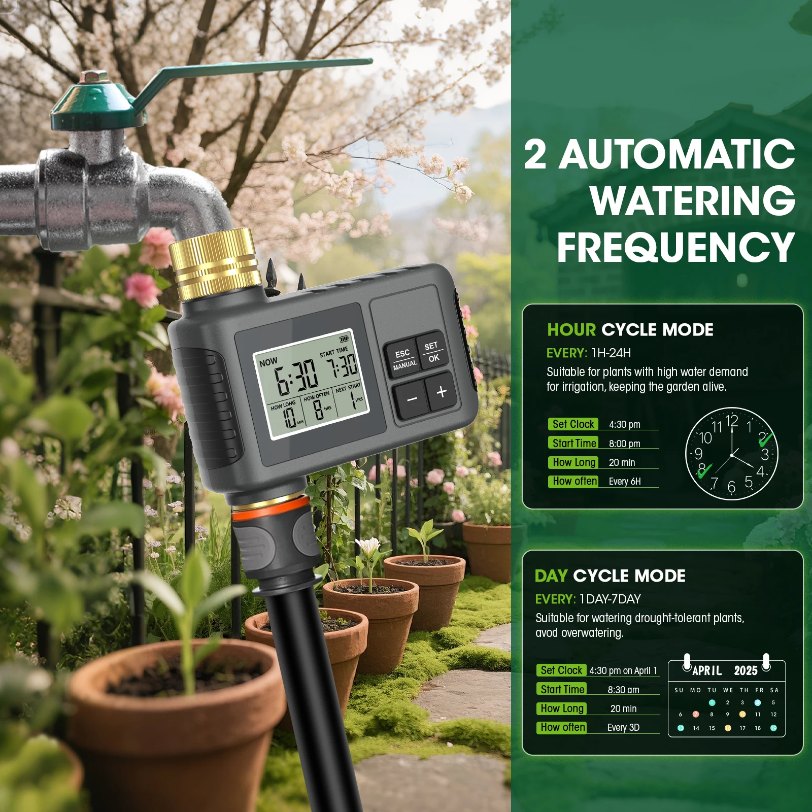 Insoma Automatischer Bewässerungstimer Intelligentes Bewässerungssystem Sprinkler-Timer Gartenprogrammiergerät IPX5 LCD-Display – Detail 5