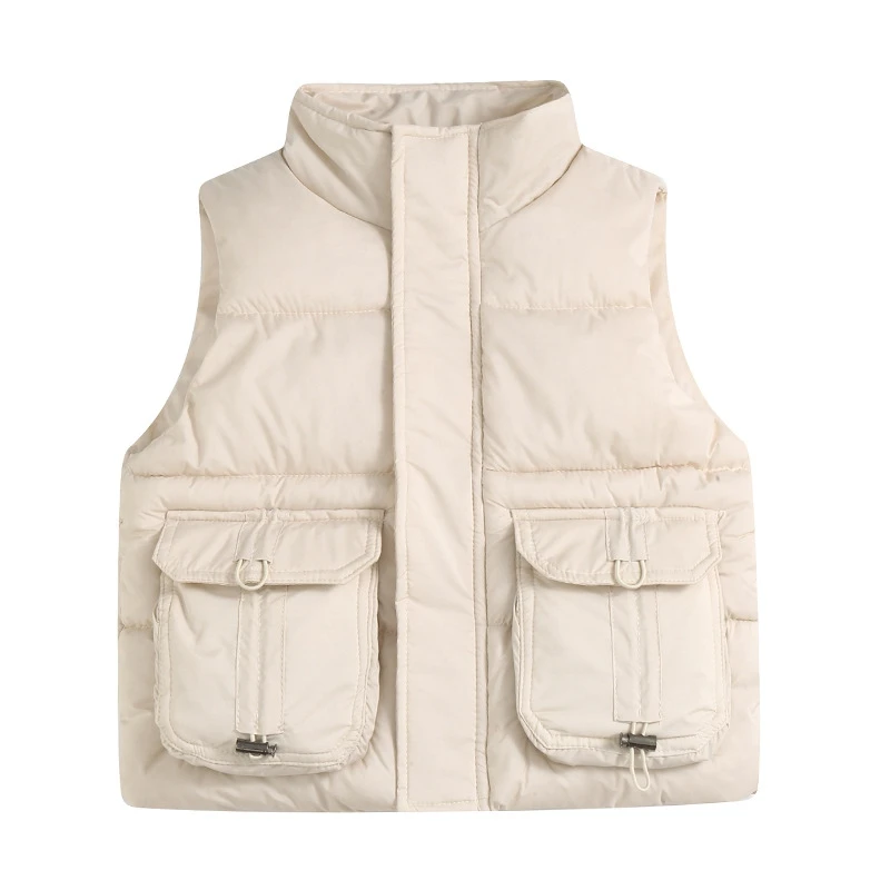 Autumn Winter Girls Boys Vest Solid Color Big Pocket Stand Collar Thick Warm Waistcoat For 3 4 5 6 8 10 12 Years Teen kids