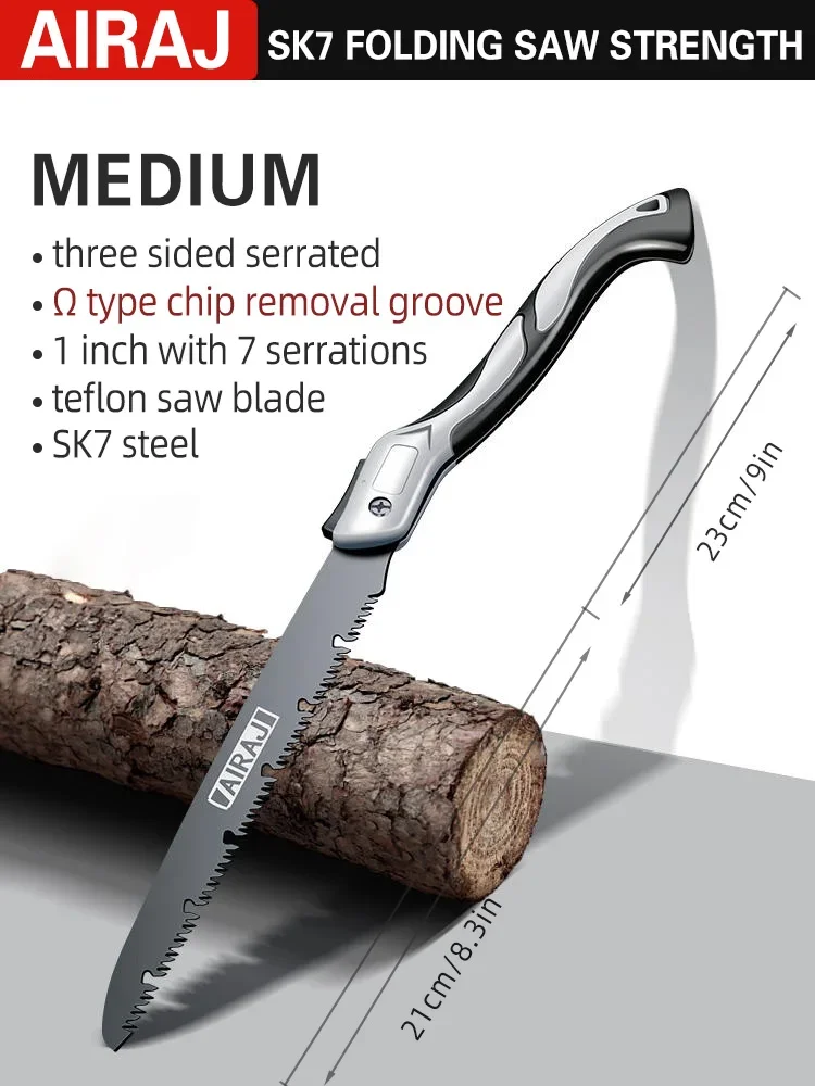 AIRAJ Klappbare Säge, Holzbearbeitungs-Klapp-Flachsäge, Multifunktionale Holzschneidesäge, Scharfe Camping- und Gartensäge, Baumsäge, Handwerkzeug – Detail 4