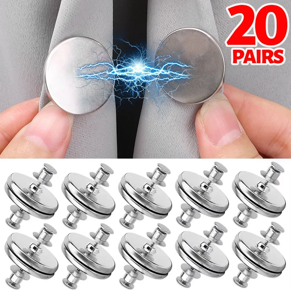 20/1Pairs Magnetic Curtain Closure Clips Adjustment Detachable Nail Free Window Screen Close Magnet Buckle Curtain Accessories