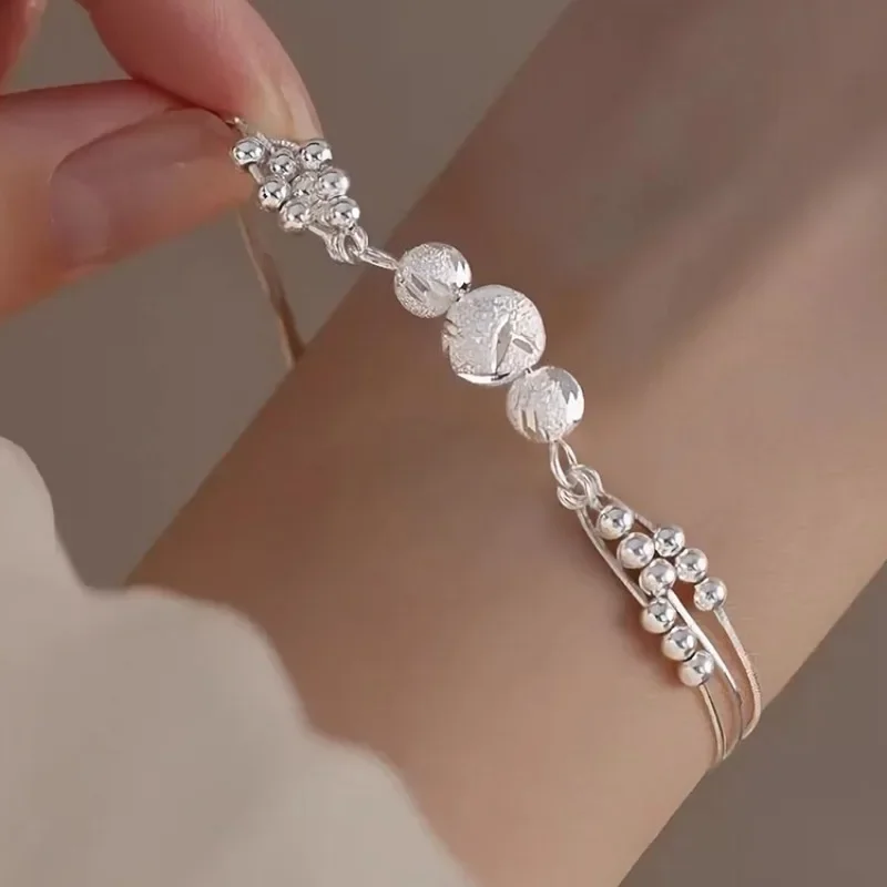 925 Sterling Silver Lucky Bead Bracelets For Women Vintage Designer Multilayer Adjustable Bracelet Luxury Original Party Jewelry