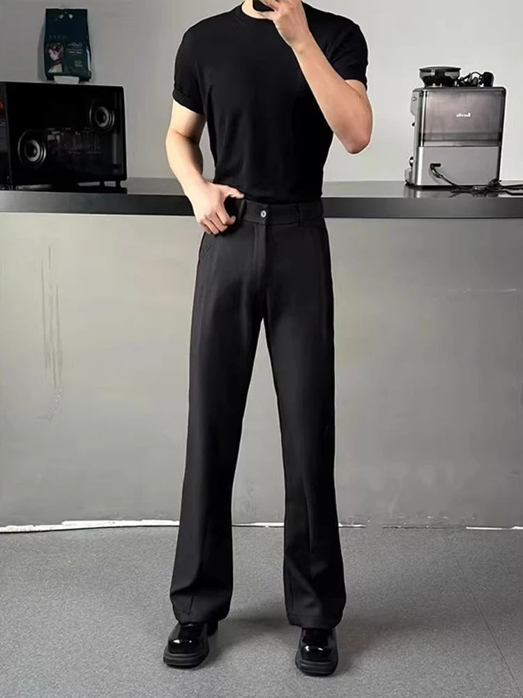 

Bla High Waist Slimming Knife Men's Casual Pants Spring Autumn Drapey Cleanfit Micro Flared Trousers Straight Leg