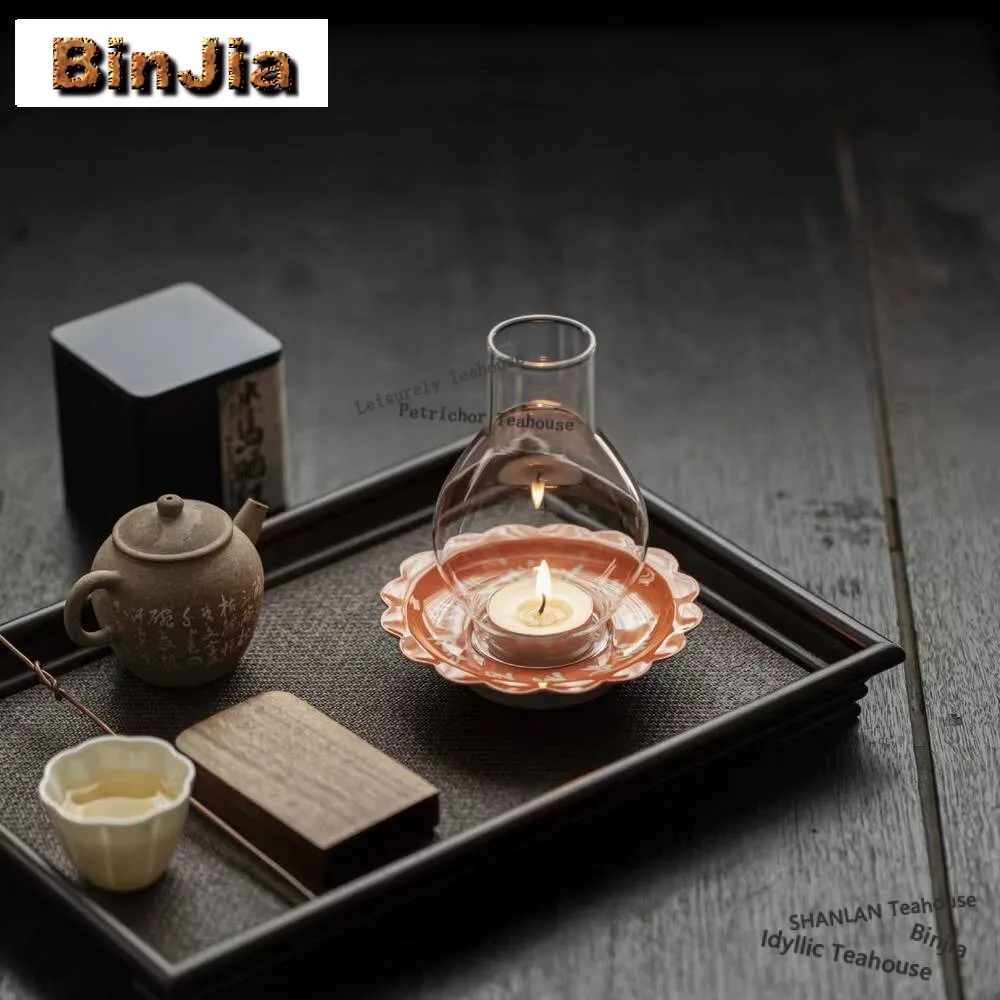 Hand-painted Lotus Ceramic Candle Holder Traditional Scented Aromatic Candles Candle Lights Teaware Literati Supplies Ornaments