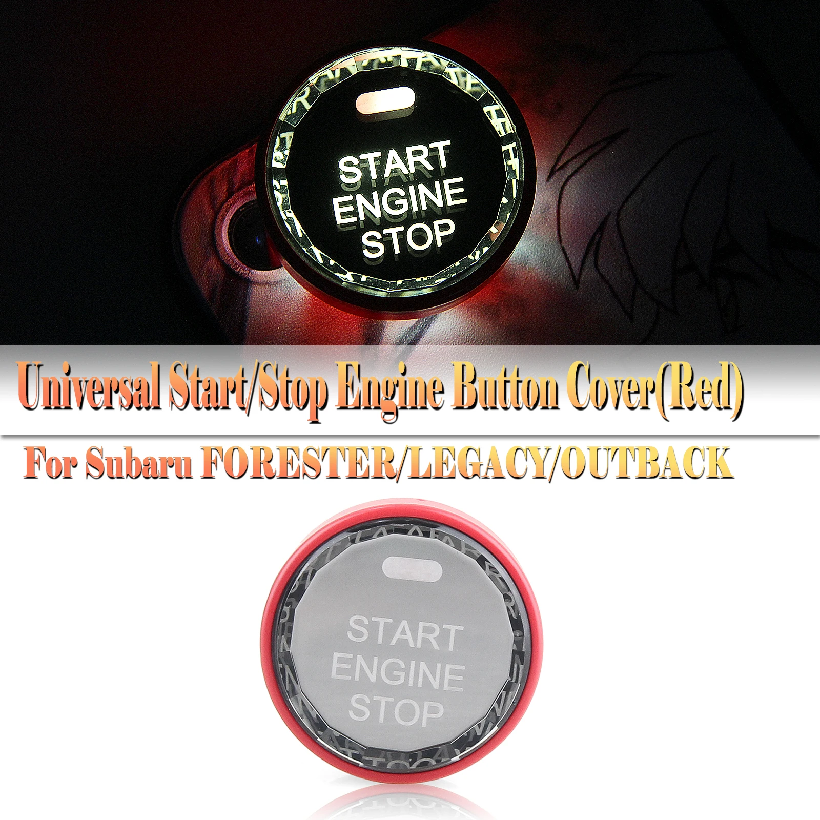 

Pop Crystal Style Engine Start Stop Switch Button Cover Cap Universal Fit For Subaru BRZ Forester Legacy Outback Impreza STI GT