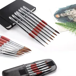 Portable Stainless Steel Watercolor Brush 5pcs Set Round Head Detachable Pocket Pen Hook Line Travel Painting Art Supplies