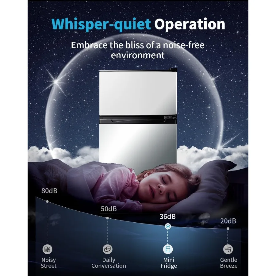 ثلاجة بباب مزدوج 4.4 قدم مكعب مع ثلاجة صغيرة بفريزر لغرفة النوم والمكتب والشقق ثلاجات صغيرة الحجم مع #4