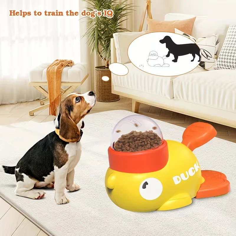 Interactive Press-type Dog Snack Dispenser Toy || Duck-shaped Slow Feeder Puzzle Dog Bowl, Promotes Healthy Eating JJ2327