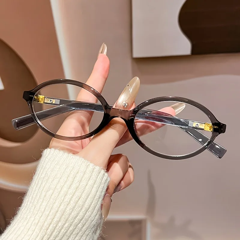 Klassische kleine ovale Damenbrille mit kleinem Rahmen, Anti-Blaulicht, schlichtem und elegantem Rahmen und leichtem Material – Detail 4