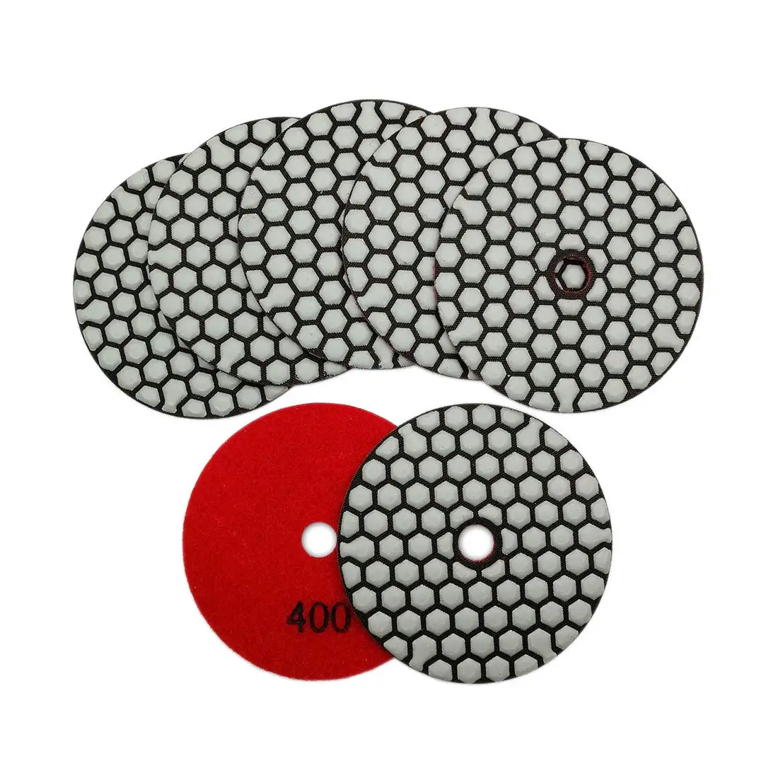 

Dry Diamond Polishing Pads 4-Inch Sanding Disc Grit 400 for Granite Marble Stone 7Pcs