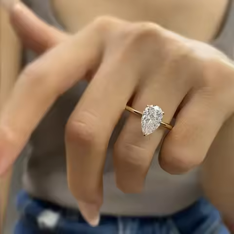 TFGLBU Teardrop Moissanite Rings Oval Cut 1/2/3/4CT Real S925 Sterling Silver Jewelry For Wedding Engagement Ring With Certified