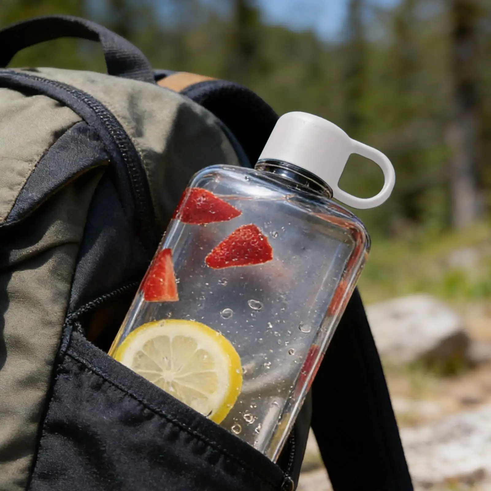 Pocket Water Bottle 500ml Portable Flat Leakproof Cup Rectangular Water Bottle For Beverage Coffee Drink Summer Outdoor Indoor