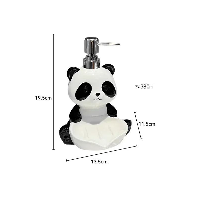 Creative Panda lotion Bottle Dual purpose Soap Box Two in one Shampoo Shower Gel Ceramic Press Split Bottle soap dispenser 5