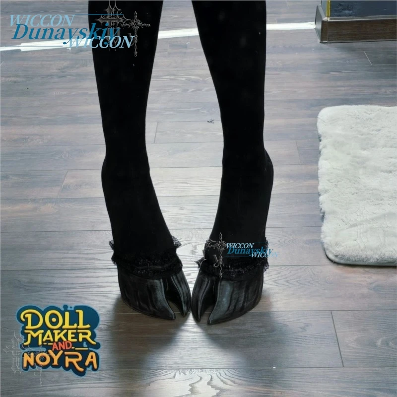 Chaussures de cosplay gothiques à deux orteils en forme de sabot, avec chaussettes à lacets, pour le jeu de rôle fantastique, l'anime, les fêtes d'Halloween