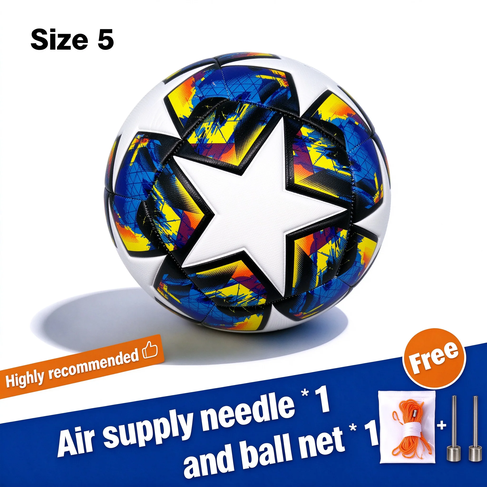 Football Standard Size 5 Machine Sewn Ball PU Explosion-proof Material Sports League Outdoor Competition Football Training