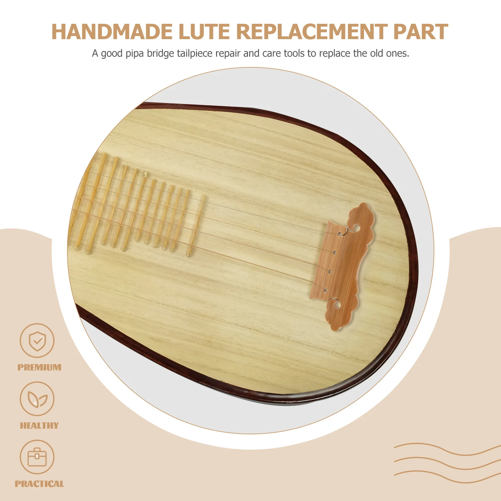 

Pipa Bridge Part Replacement Lute Tailpiece Component Parts Bamboo Handmade Repair