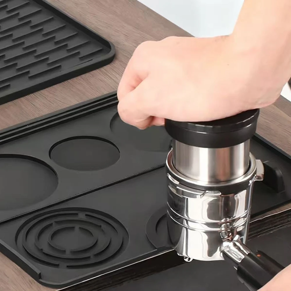 Silicone Coffee Maker Mat 3 in 1 for Most Home Espresso Machines Large Anti-Slip Silicone Mat Tray Bar Mat Black Grey Pad
