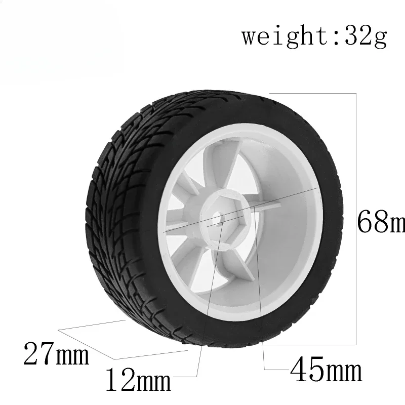 ยางล้อรถแข่งแรลลี่ RS 1/10 RC ยางล้อรถแข่งบนถนนหกเหลี่ยม12มม. สำหรับ HPI Kyosho Tamiya XV02 XV01 TA06 PTG2 TT02 TT01