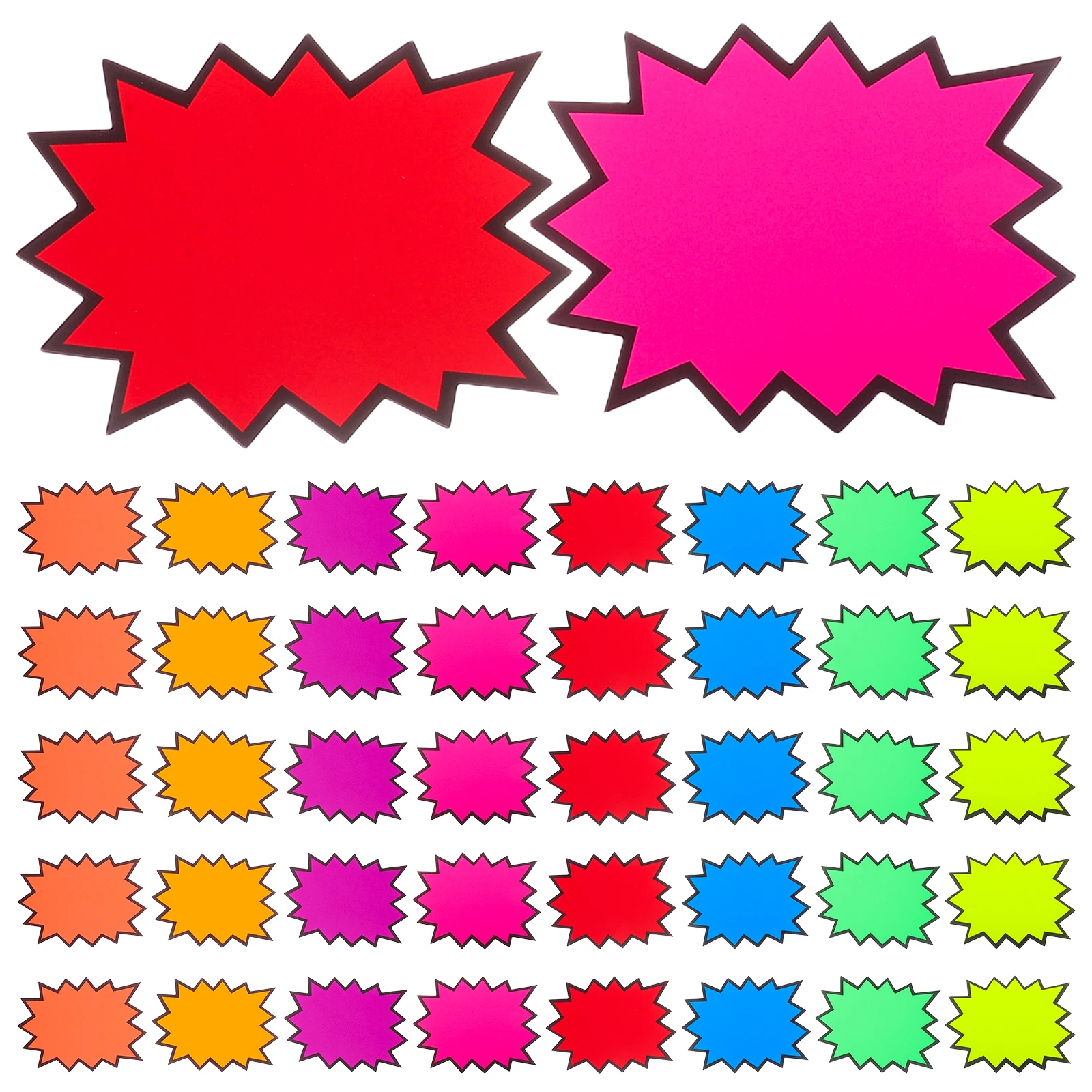 Etichette dei prezzi da 80 pezzi Carte vuote con design a scoppio fluorescente accattivante per etichette per cartelli di vendita per esposizioni commerciali al dettaglio Etichette per vendita al dettaglio vuote